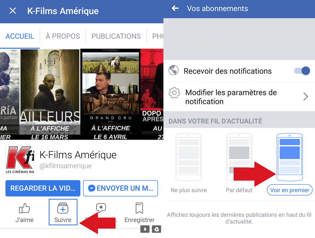 Facebook mobile KFilms Amerique